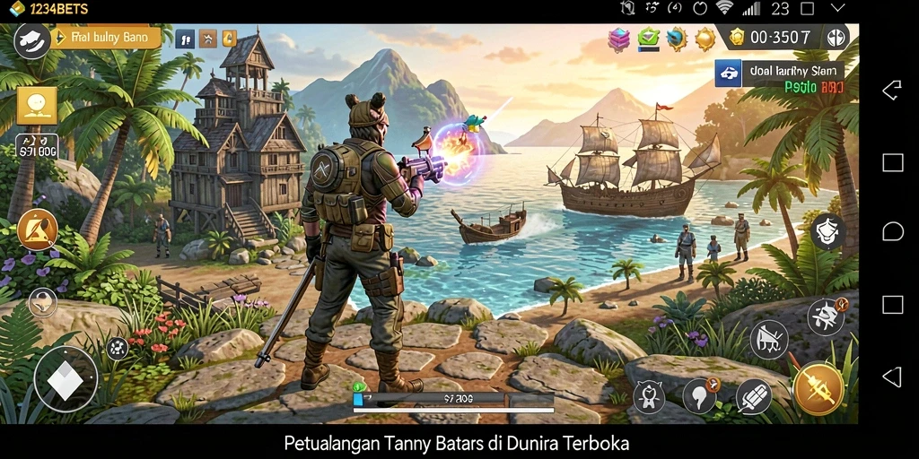 Screenshot dari gameplay 1234BETS yang menunjukkan dunia terbuka yang luas.