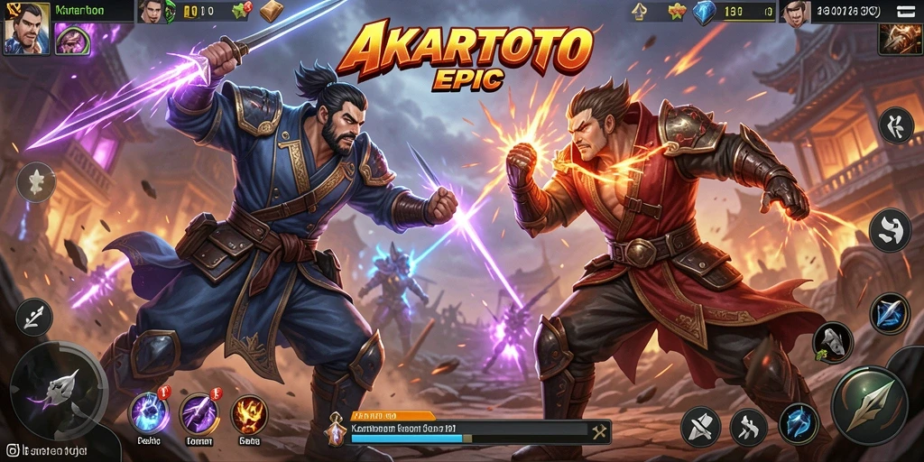 Tangkapan layar dari gameplay HD AKARTOTO dengan aksi bertarung yang intens.