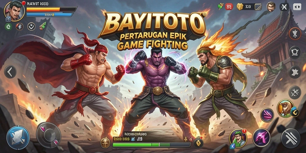 Gameplay pertarungan intens di BAYITOTO dengan karakter unik.