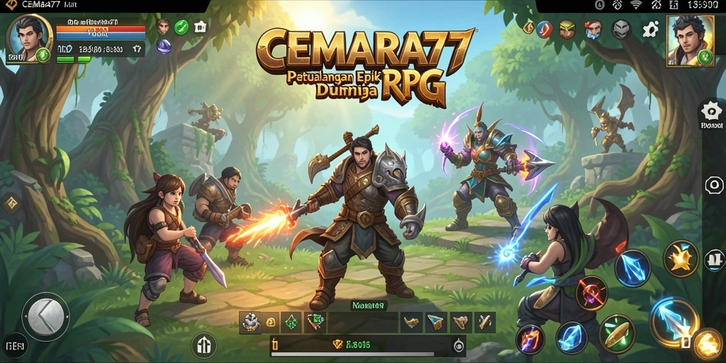 Screenshot gameplay <strong>CEMARA77</strong> menampilkan aksi petualangan RPG yang mendebarkan.