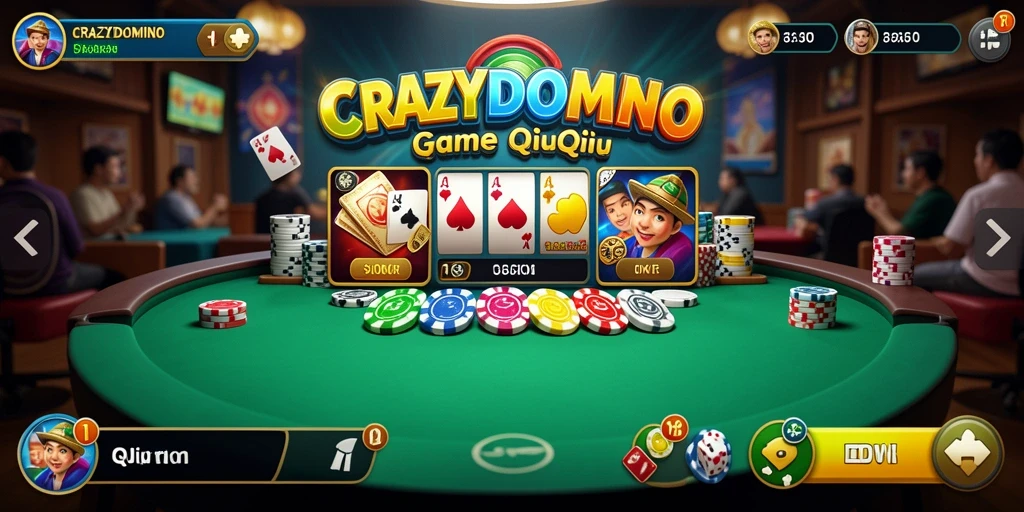 Screenshot utama CRAZYDOMINO saat gameplay QiuQiu yang menegangkan.