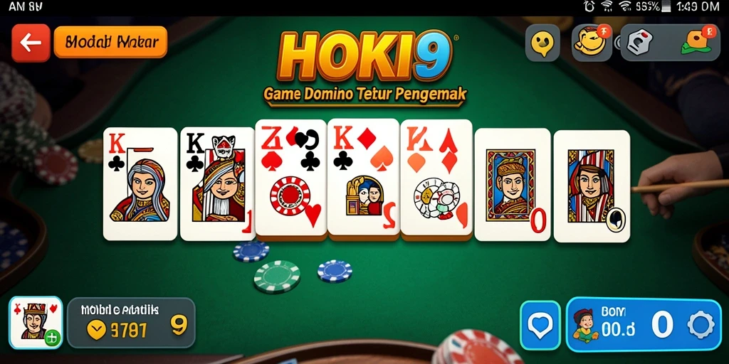 Tampilan gameplay yang menyeronokkan di HOKI9 saat bermain Domino.