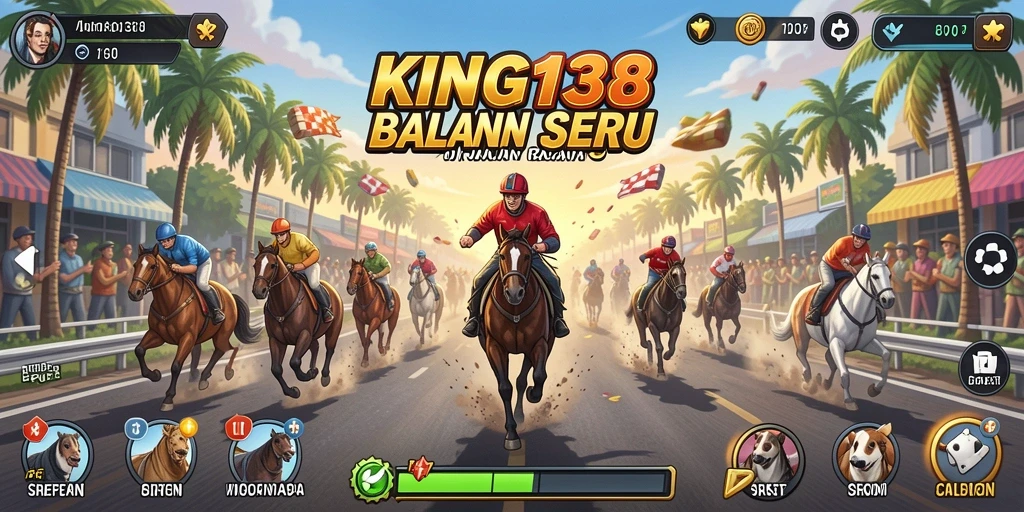 Tampilan gameplay seru saat balapan di KING138 dengan mobil cepat.