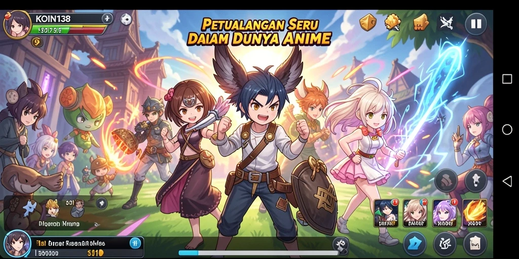 Gameplay seru KOIN138 menampilkan pertarungan karakter anime yang menarik.