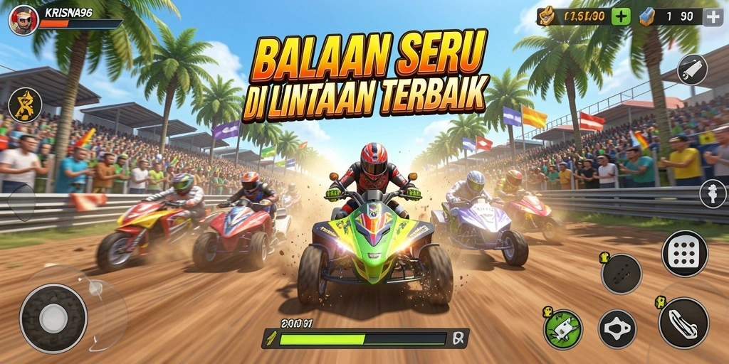 Tampilan gameplay balapan mendebarkan di KRISNA96.
