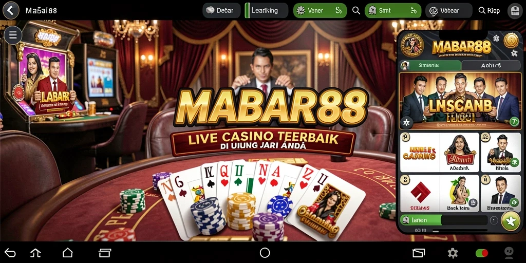 Screenshot MABAR88 menampilkan dealer langsung dan variasi permainan kasino.