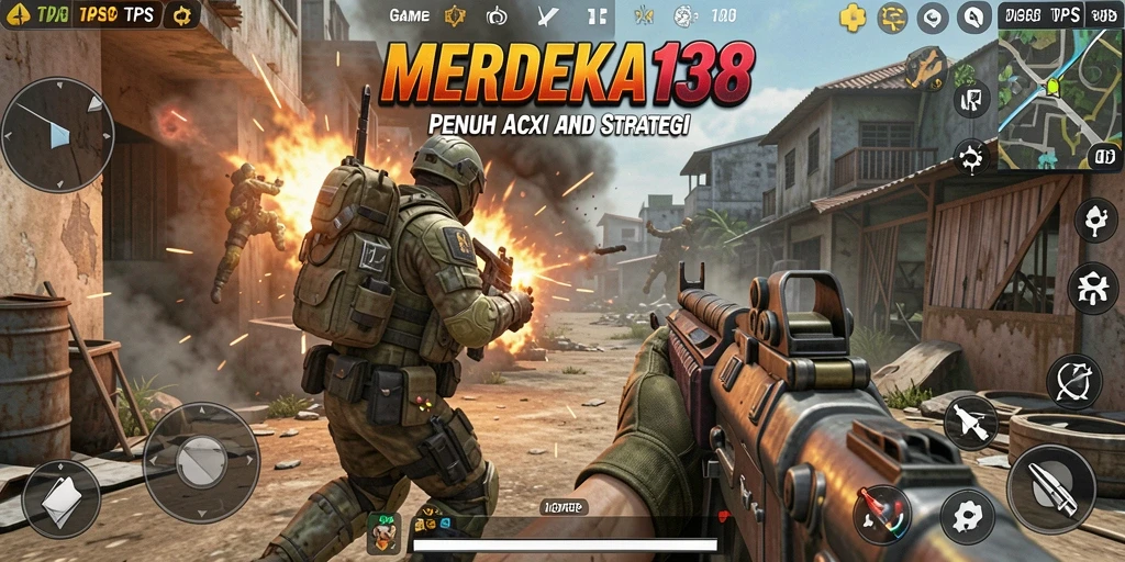 Tangkapan layar yang menunjukkan pertempuran intens dalam MERDEKA138.
