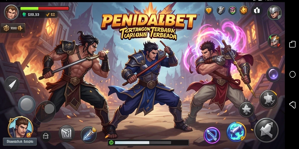 Screenshot menunjukkan pertarungan seru antara karakter dalam PENIDABET.