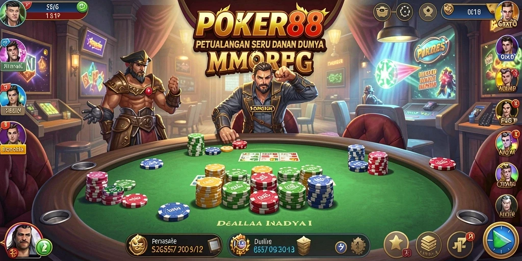 Screenshot aktivitas gameplay seru dalam POKER88 yang menunjukkan pertarungan epik.