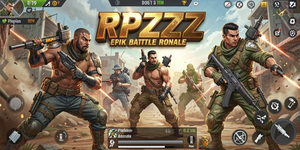 Screenshot utama RPZZZ yang menampilkan aksi Battle Royale yang mendebarkan.