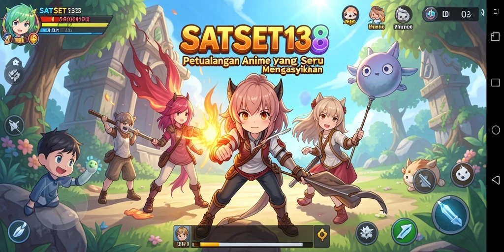 Tampilan gameplay SATSET138 yang menampilkan aksi seru dan karakter menarik.