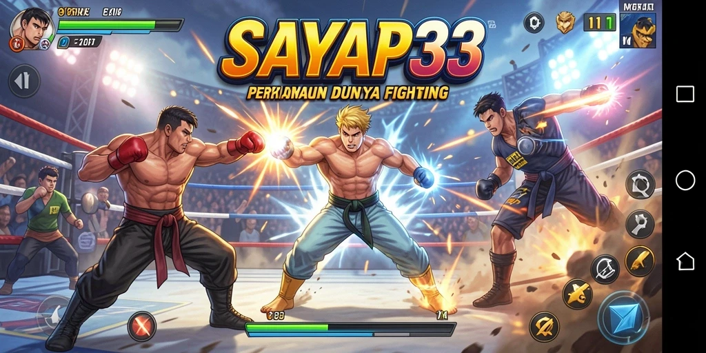 Gameplay intens dan seru dari SAYAP33 dengan karakter bertarung.