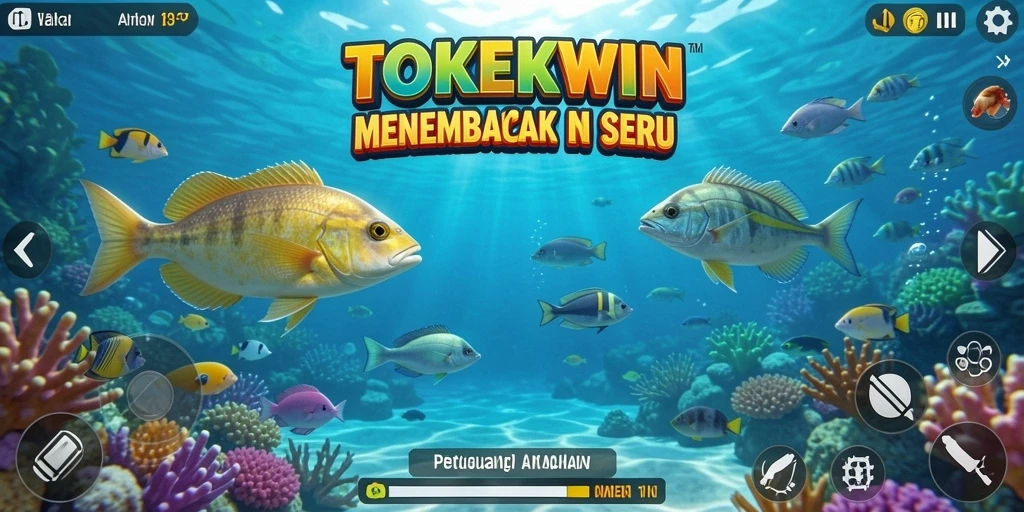 Screenshot gameplay TOKEKWIN menampilkan keseruan menembak ikan.