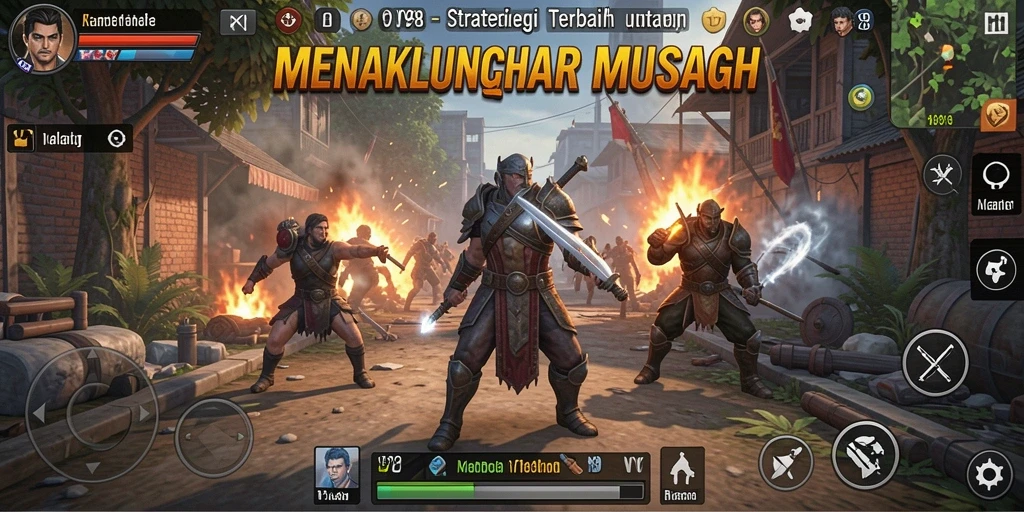 Gameplay V98 dengan strategi pertempuran yang menarik.
