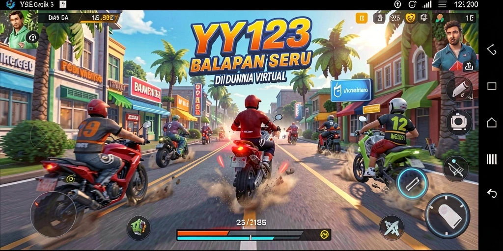 Tampilan gameplay balapan yang seru dan mendebarkan di YY123.